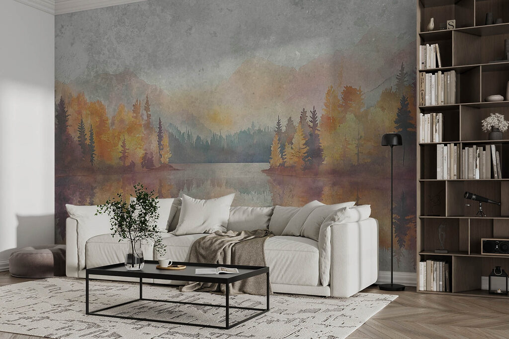 Herfstbos weerspiegelt in water — interieur 2
