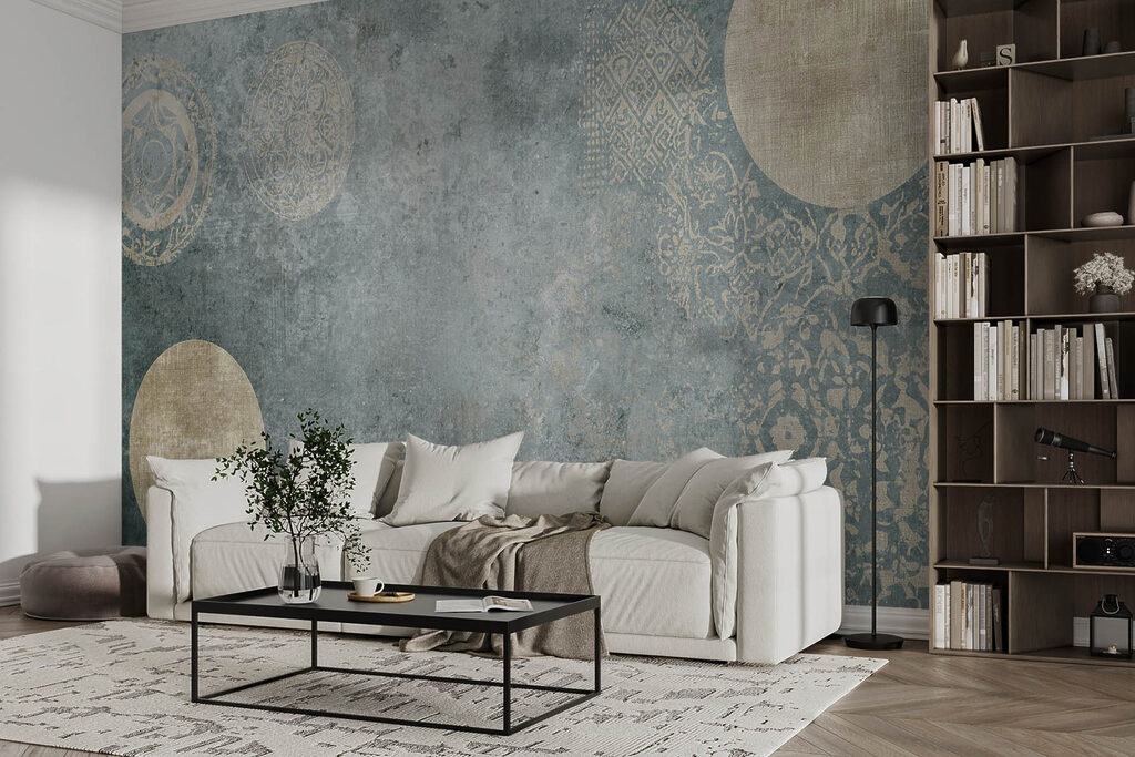 Grijze en witte achtergrond met een patroon — interieur 2