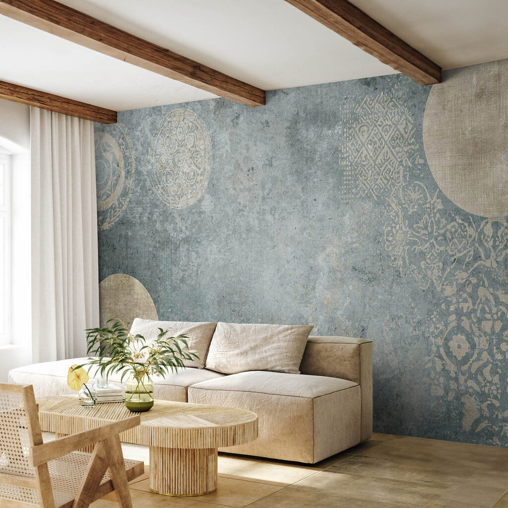 Grijze en witte achtergrond met een patroon — interieur 3