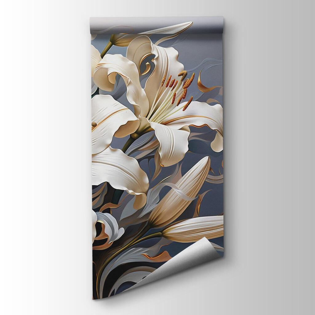 Witte lelies, gouden ranken — productweergave