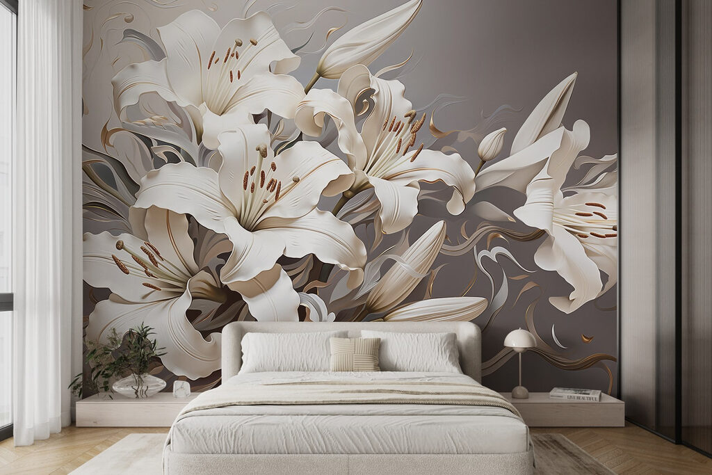 Witte lelies in golflijnen — interieur 2