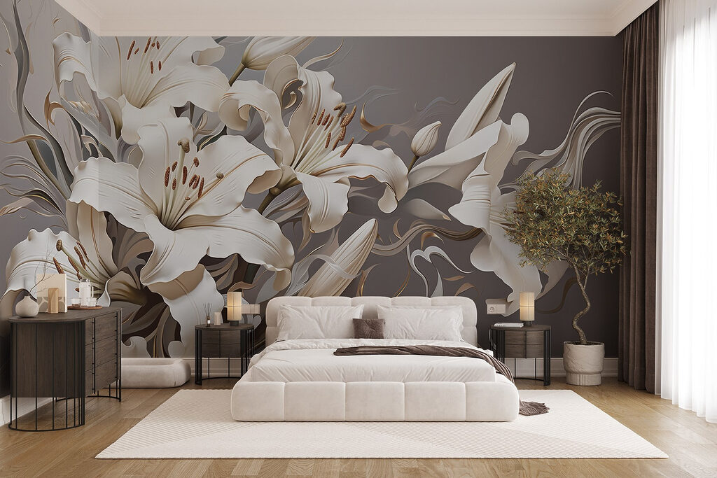Witte lelies in golflijnen — interieur 3