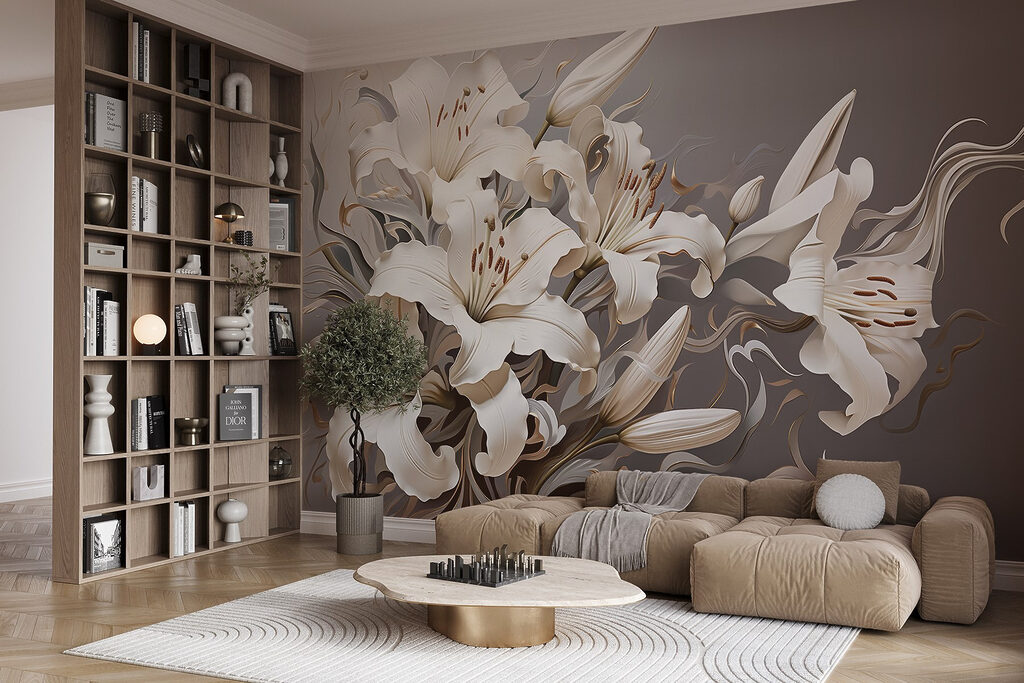 Witte lelies in golflijnen — interieur 4