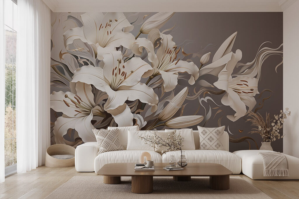 Witte lelies in golflijnen — interieur 5