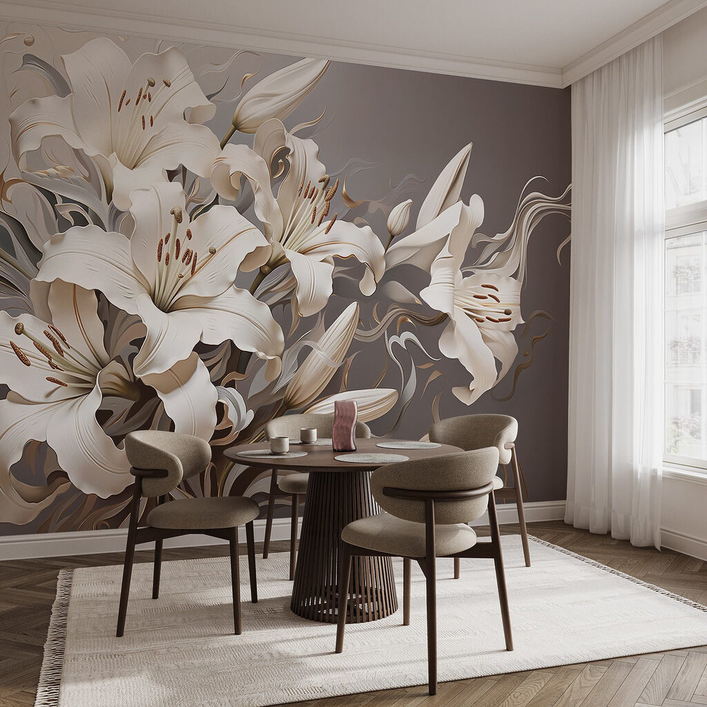 Witte lelies in golflijnen — interieur 6