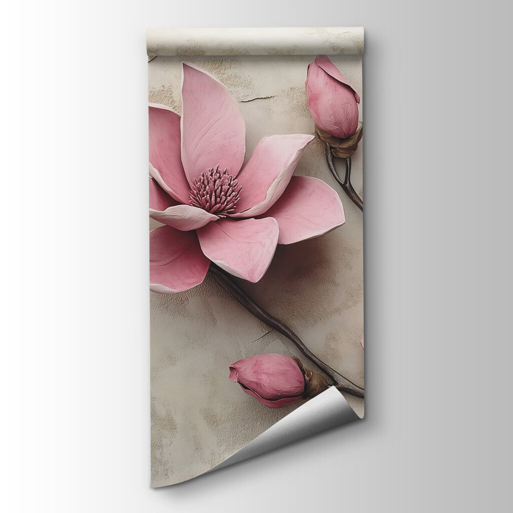Roze bloesem op oudbeige — productweergave