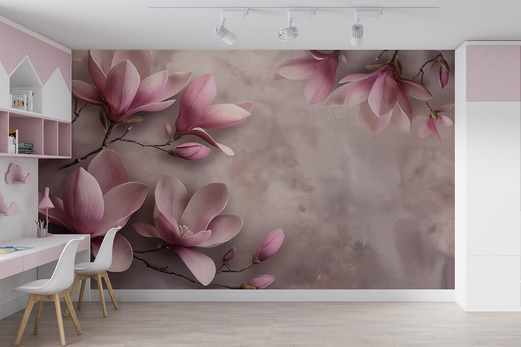 Roze magnolia tegen mauve — interieur 4