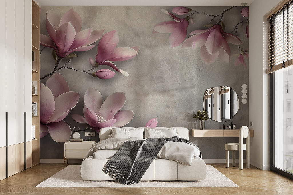 Delicate bloesems in zachte tinten in een interieur
