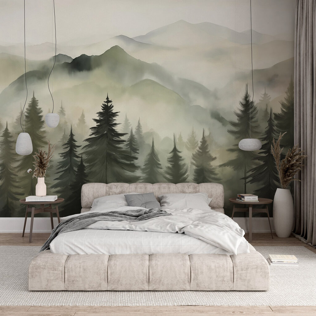Dennen voor mistige bergtoppen — interieur 2