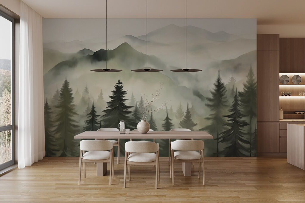 Dennen voor mistige bergtoppen — interieur 6