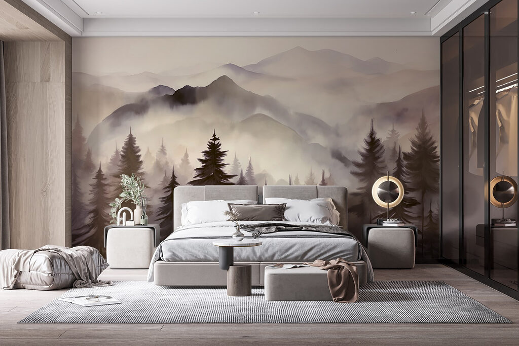 Landschap van bergen en bomen — interieur 3