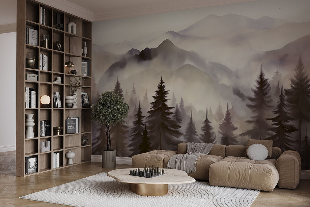 Landschap van bergen en bomen — interieur 4