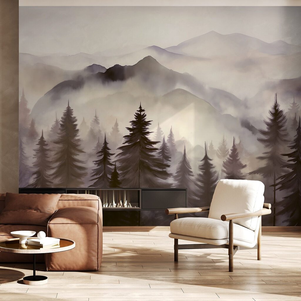Landschap van bergen en bomen — interieur 5