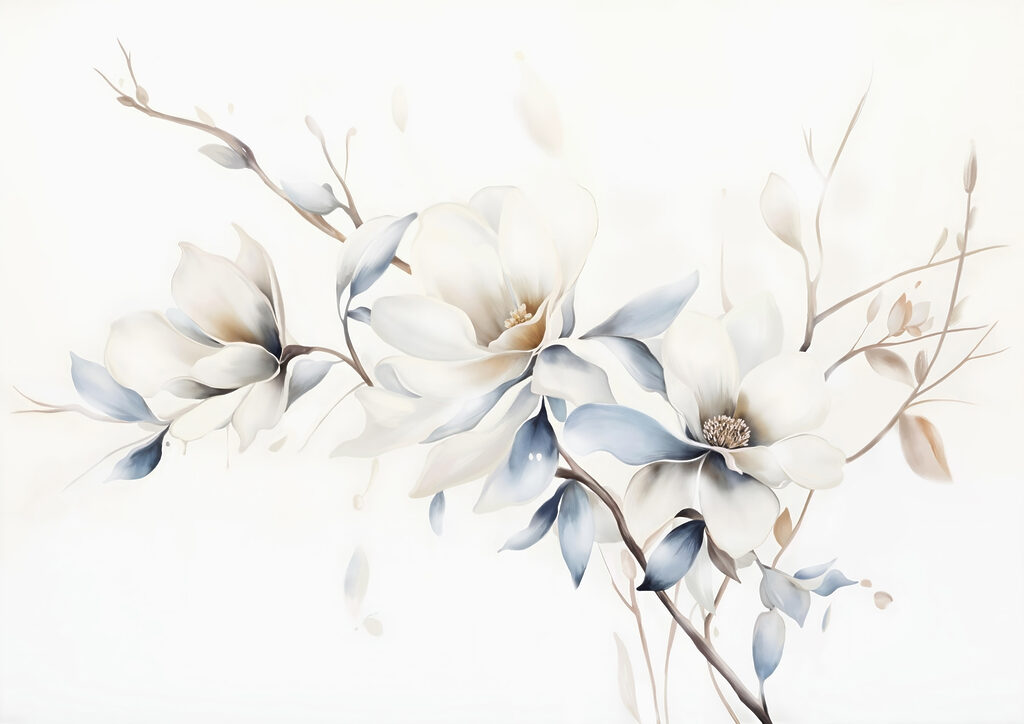 Schilderij van bloemen op een witte achtergrond — volledig ontwerp