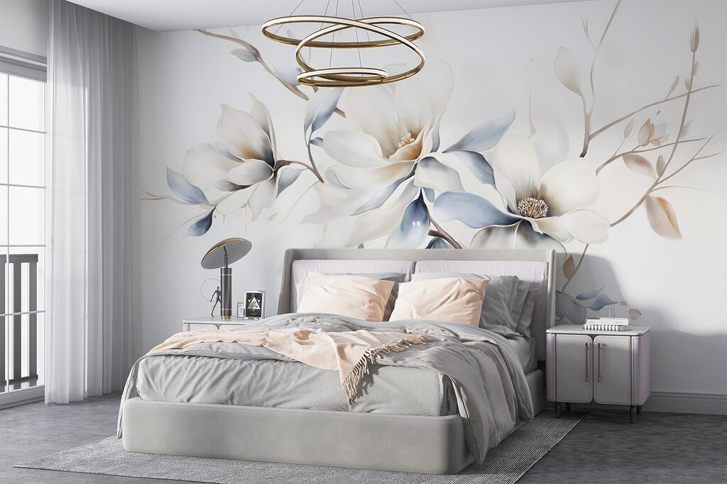 Schilderij van bloemen op een witte achtergrond — interieur 2