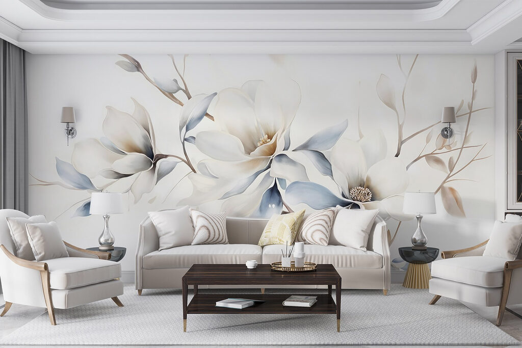 Schilderij van bloemen op een witte achtergrond — interieur 4