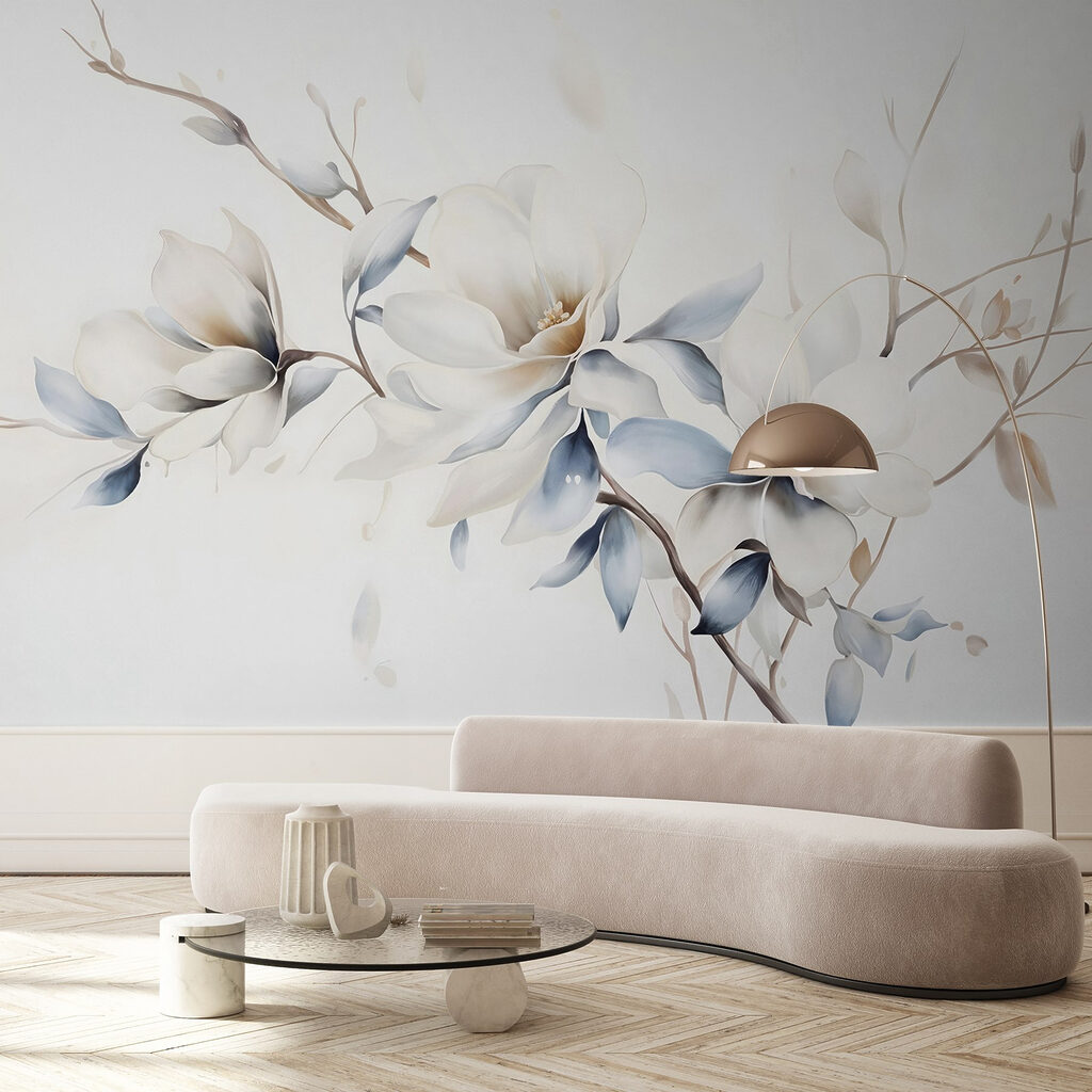 Schilderij van bloemen op een witte achtergrond — interieur 5