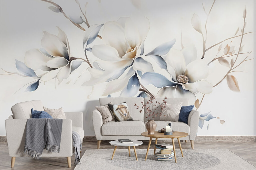 Schilderij van bloemen op een witte achtergrond — interieur 6