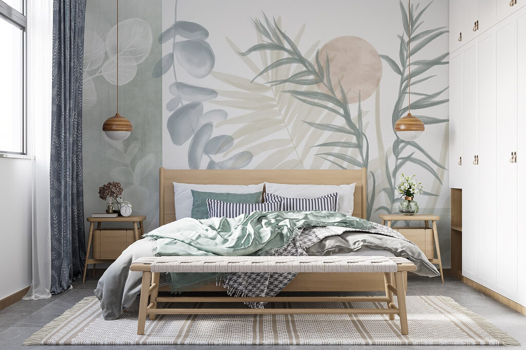 Serene botanische illustratie in zachte tinten — interieur 2