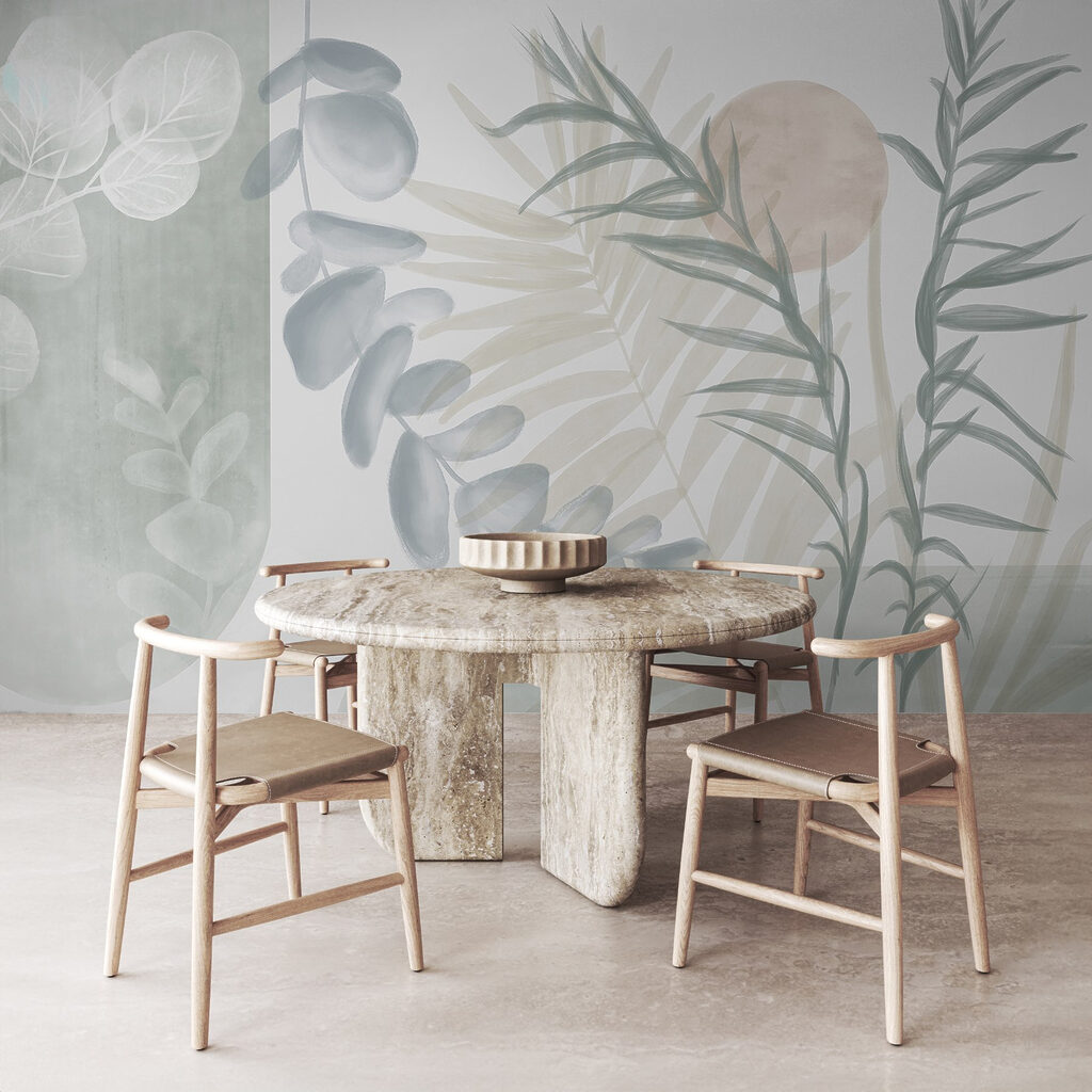 Serene botanische illustratie in zachte tinten — interieur 6