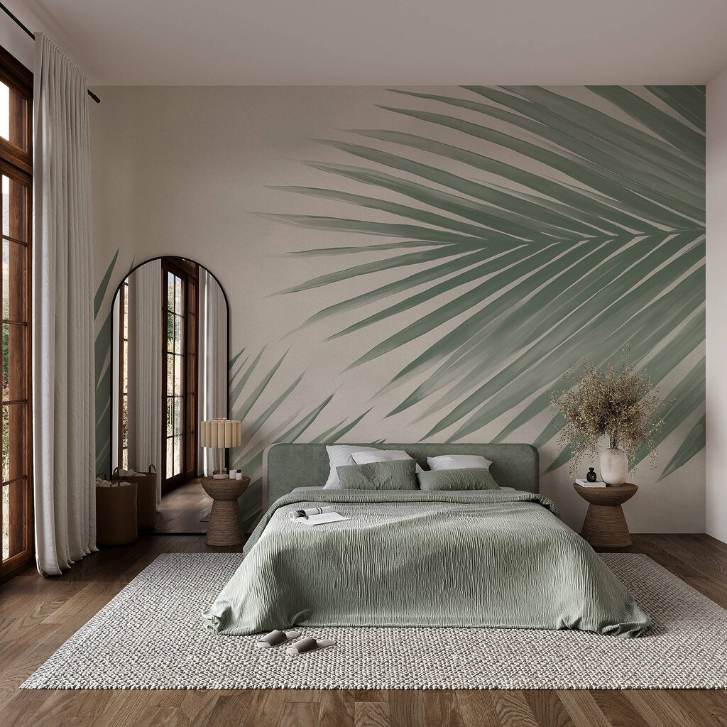 Twee palmbladeren op crème — interieur 1