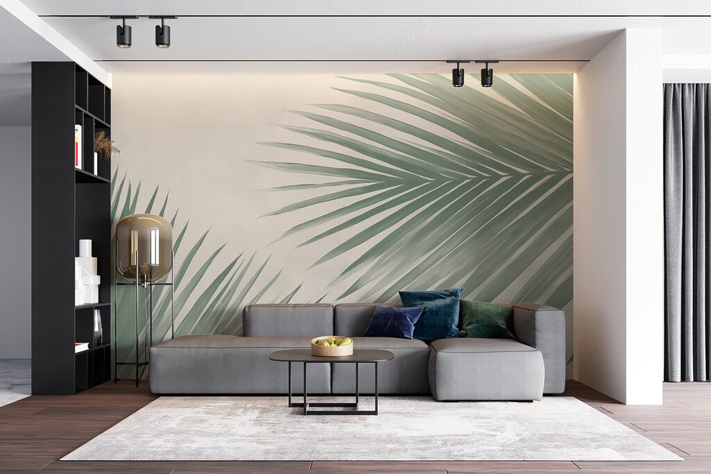 Twee palmbladeren op crème — interieur 4