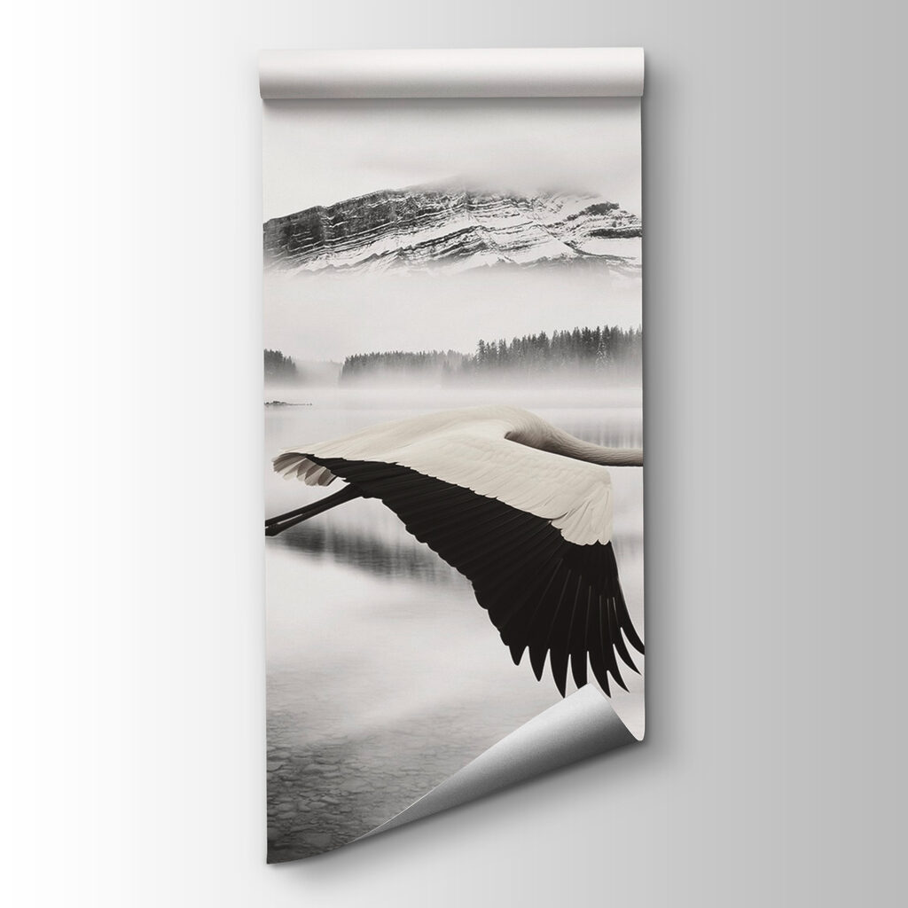 Vogels boven zwartwit water — productweergave