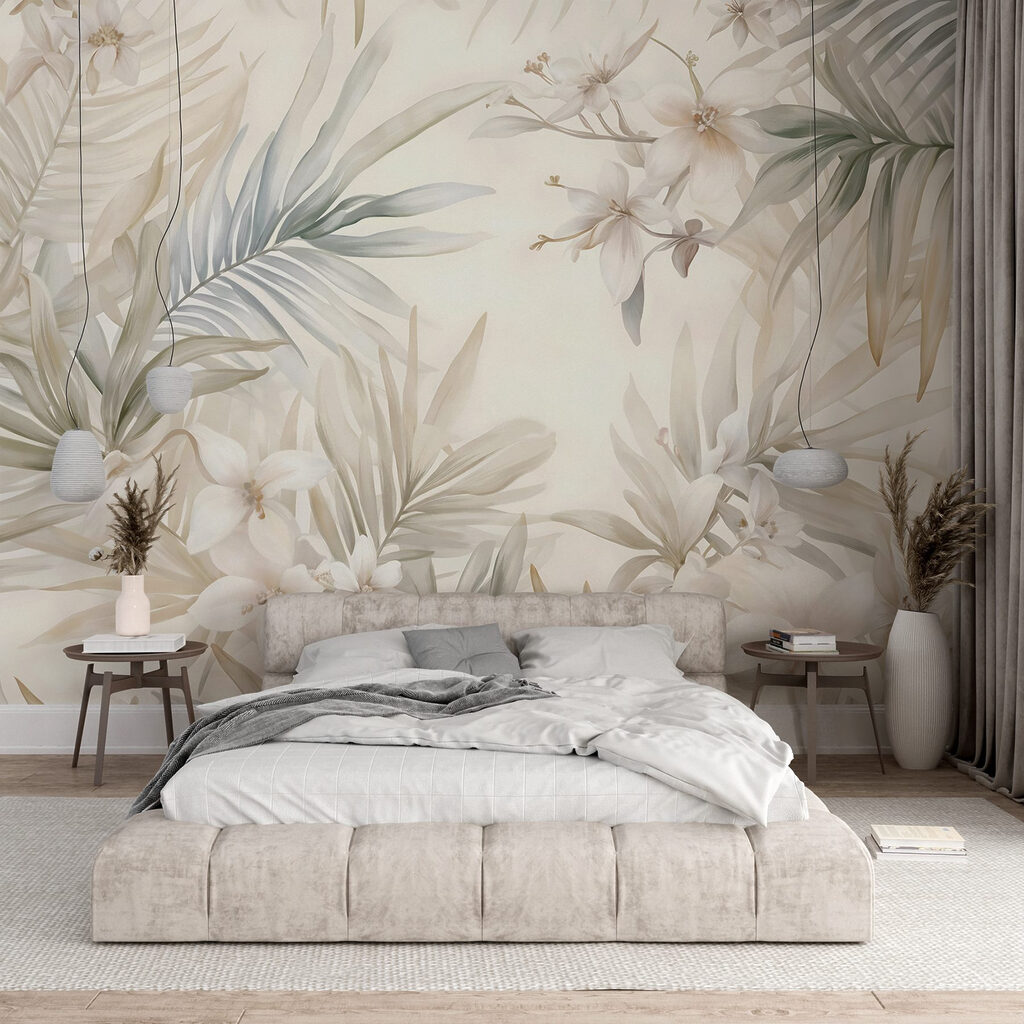 Tere tropenbloemen in lichttinten — interieur 1