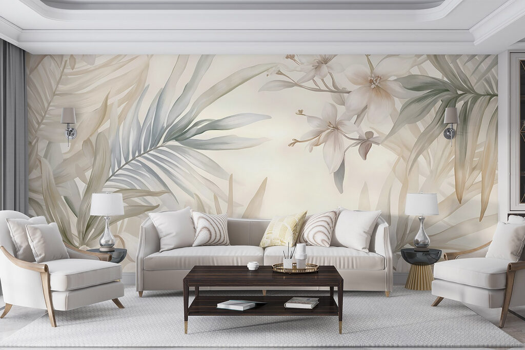 Tere tropenbloemen in lichttinten — interieur 5