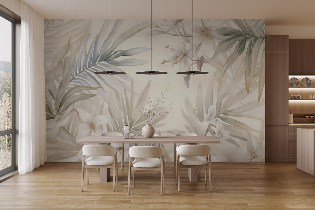 Tere tropenbloemen in lichttinten — interieur 6