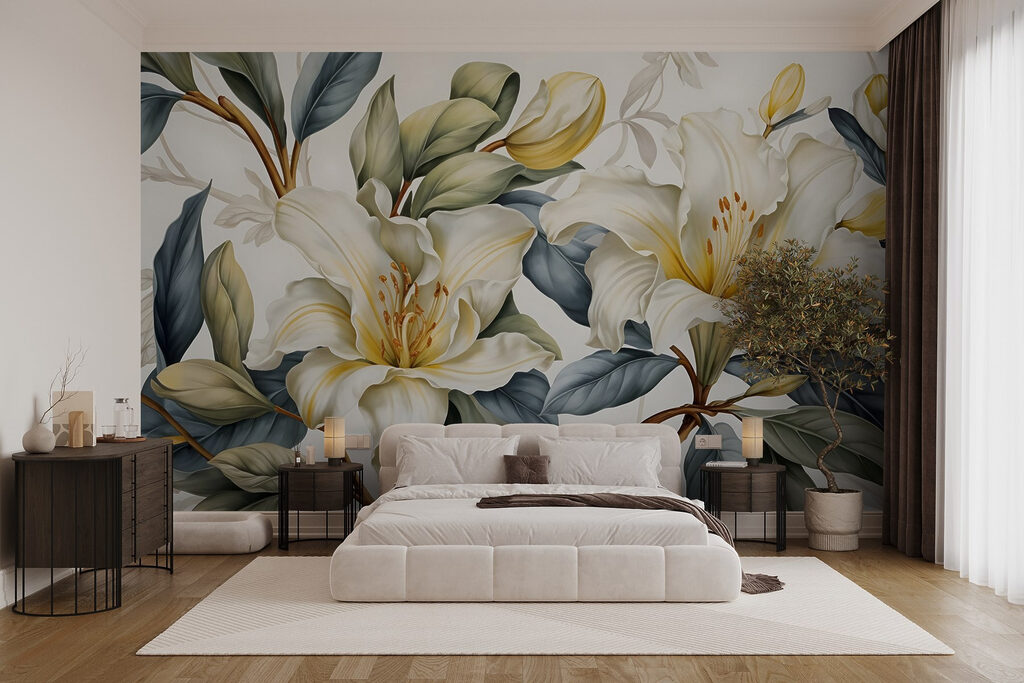 Gele accenten tussen lelies — interieur 2