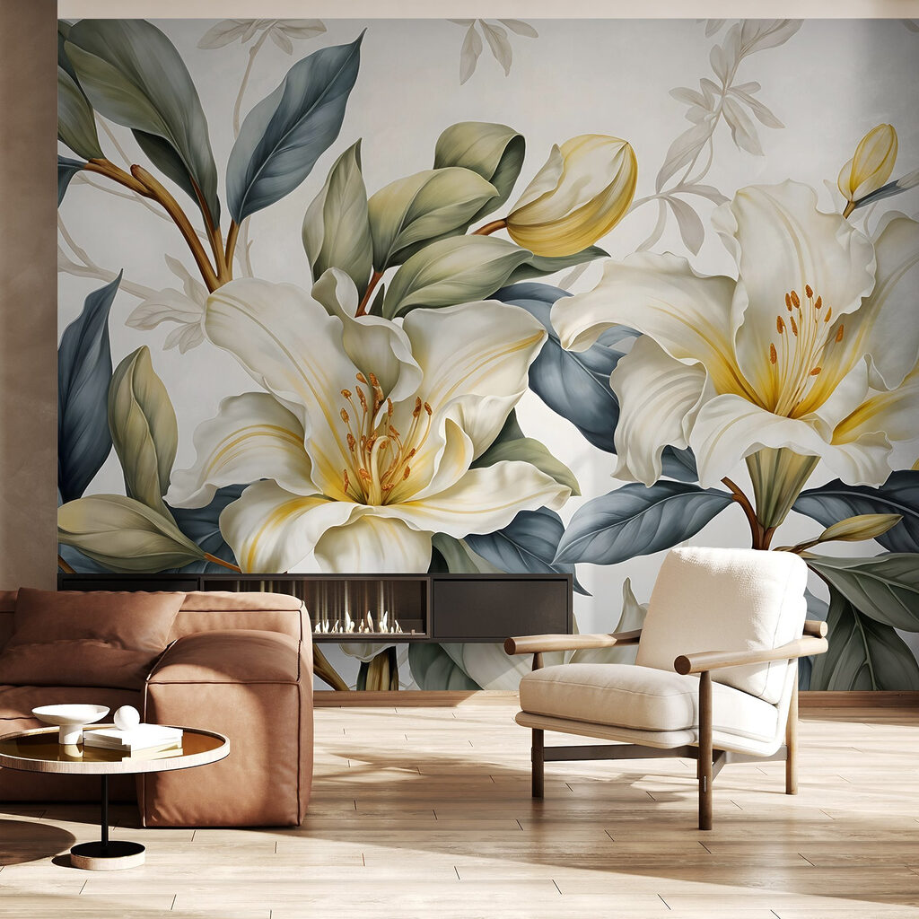Gele accenten tussen lelies — interieur 4