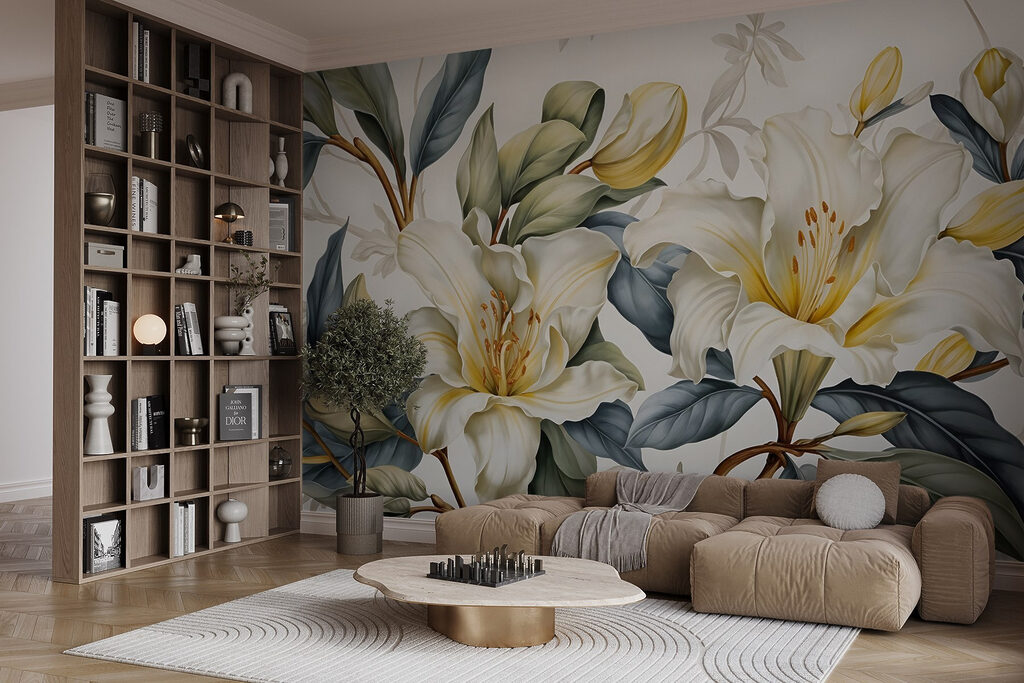 Gele accenten tussen lelies — interieur 5