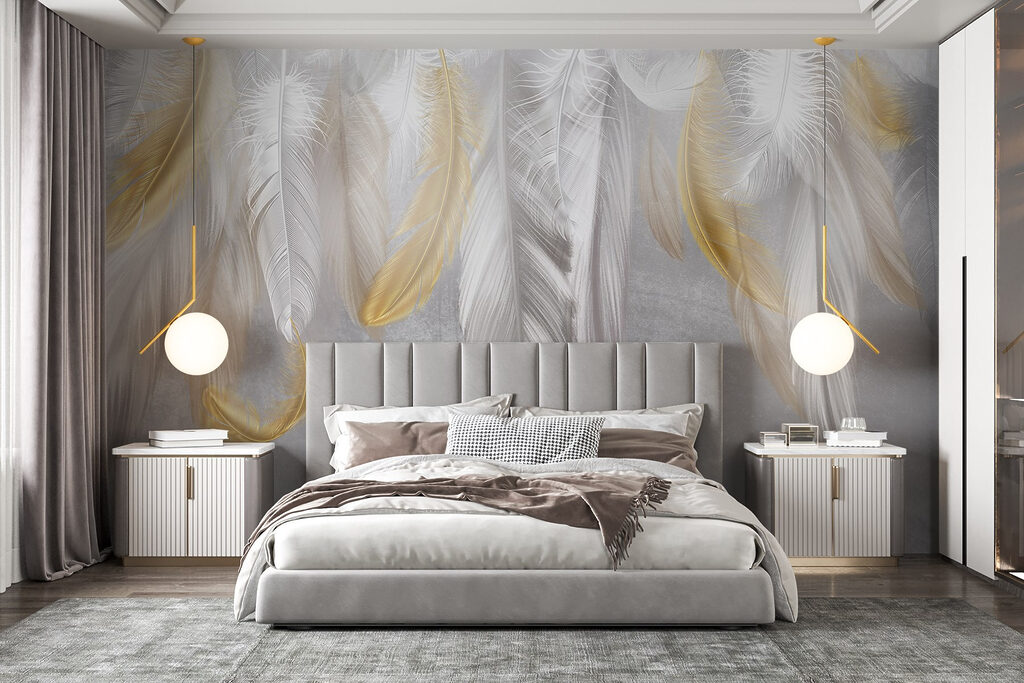 Gouden veren naast wit — interieur 1