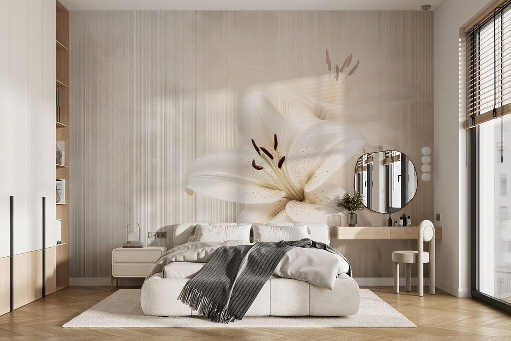 Elegante witte lelies in zachte tinten — interieur 1