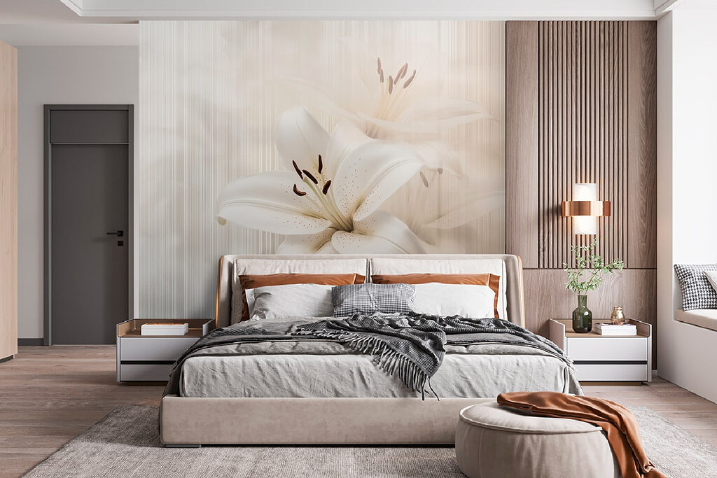 Elegante witte lelies in zachte tinten — interieur 3