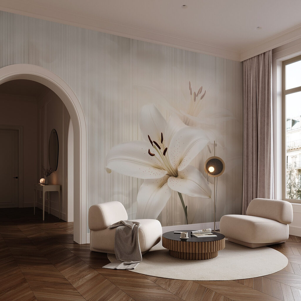 Elegante witte lelies in zachte tinten — interieur 4