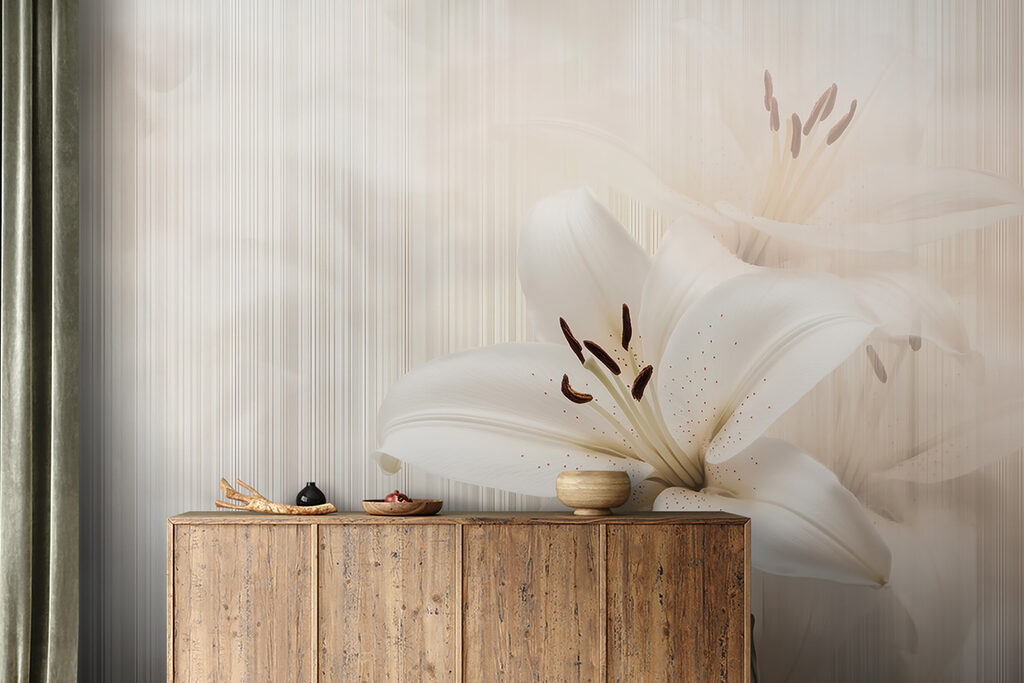 Elegante witte lelies in zachte tinten — interieur 5