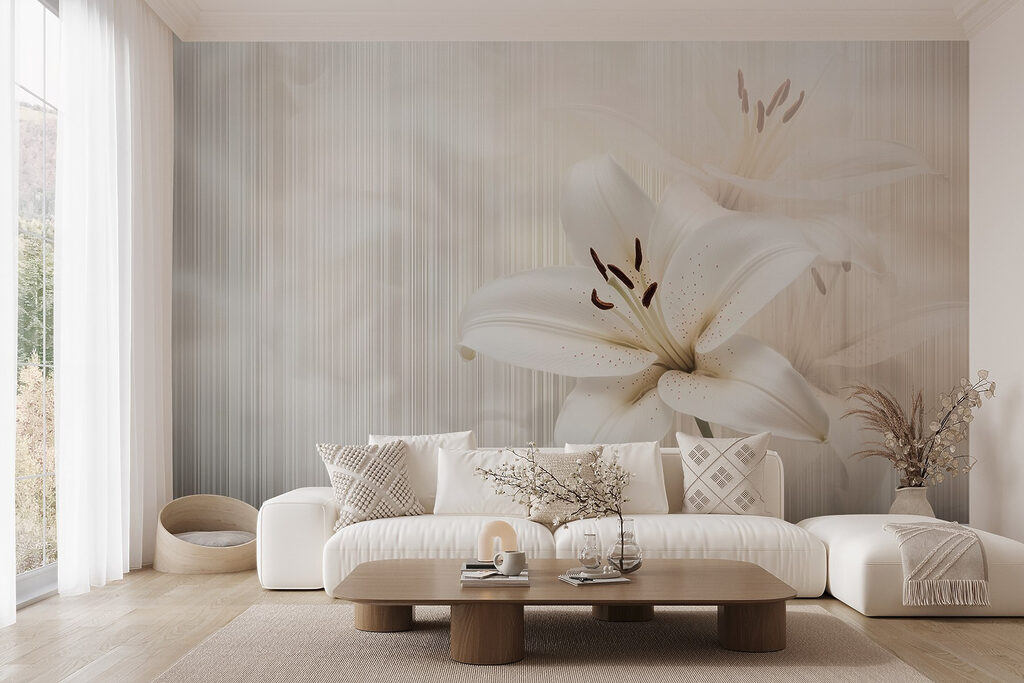 Elegante witte lelies in zachte tinten — interieur 6