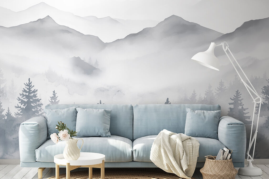 Grijze dennen onder bergnevel — interieur 3