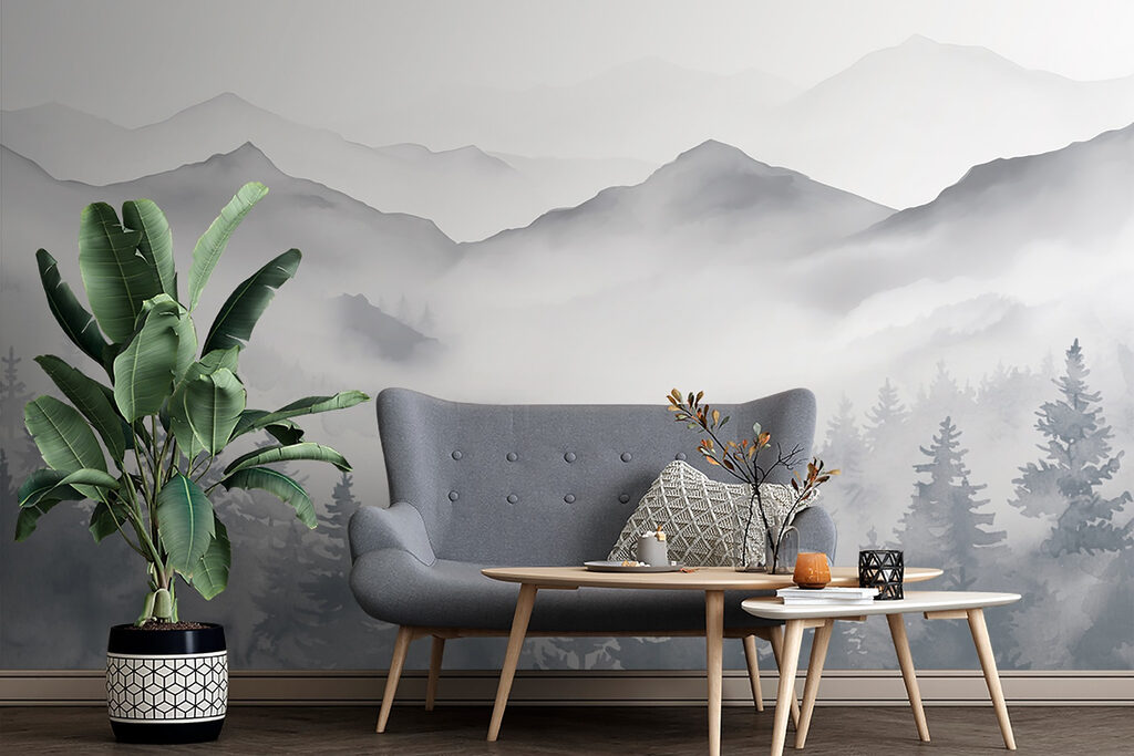 Grijze dennen onder bergnevel — interieur 4