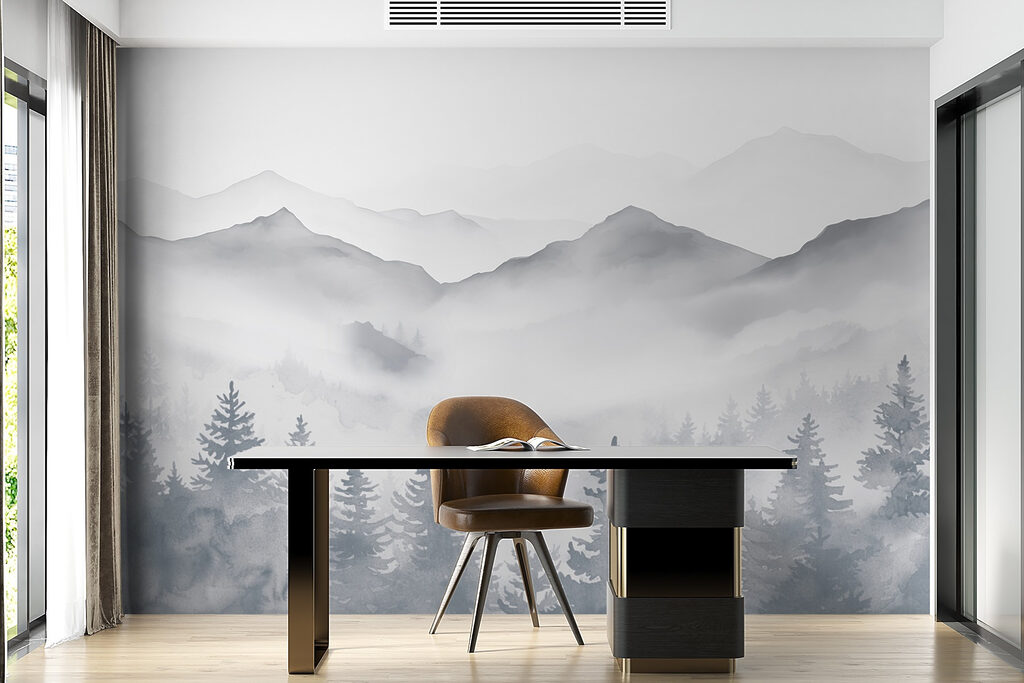 Grijze dennen onder bergnevel — interieur 6