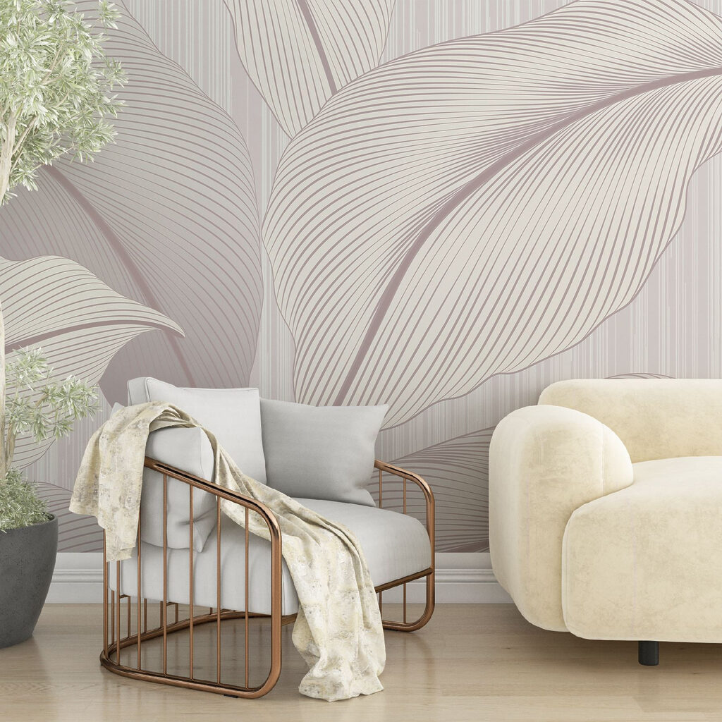 Roze bladlijnen in licht — interieur 2