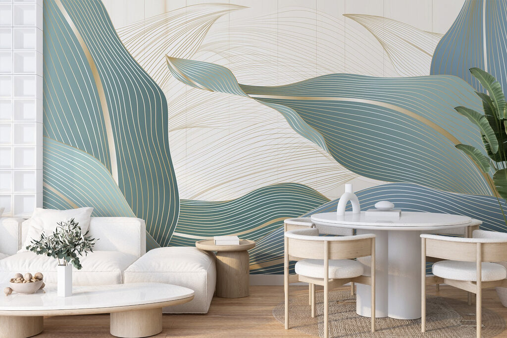 Blauwe banen als bladnerven — interieur 1