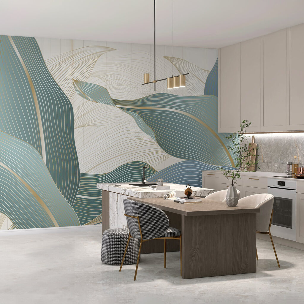 Blauwe banen als bladnerven — interieur 2