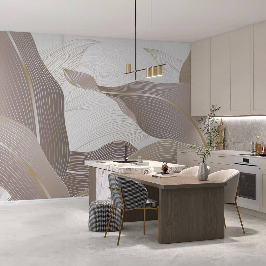 Bladeren buigen in lijnenspel — interieur 2