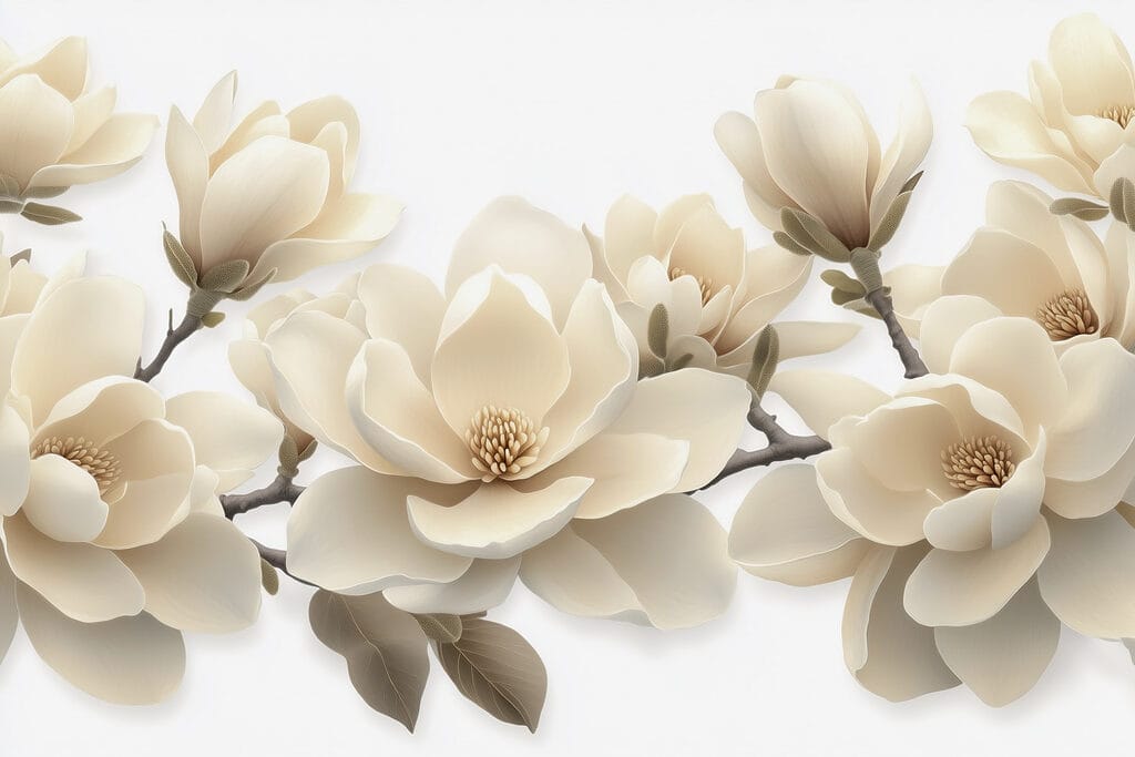 Crèmekleurige magnolia dicht bijeen — volledig ontwerp