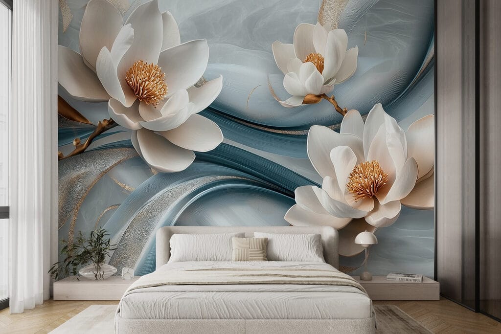 Delicate bloemen op vloeiende stof — interieur 1