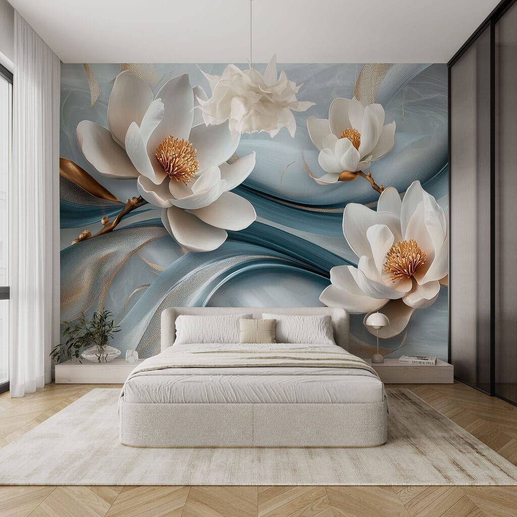 Delicate bloemen op vloeiende stof — interieur 2