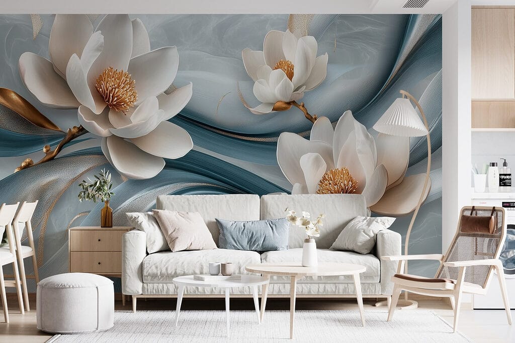 Delicate bloemen op vloeiende stof — interieur 3